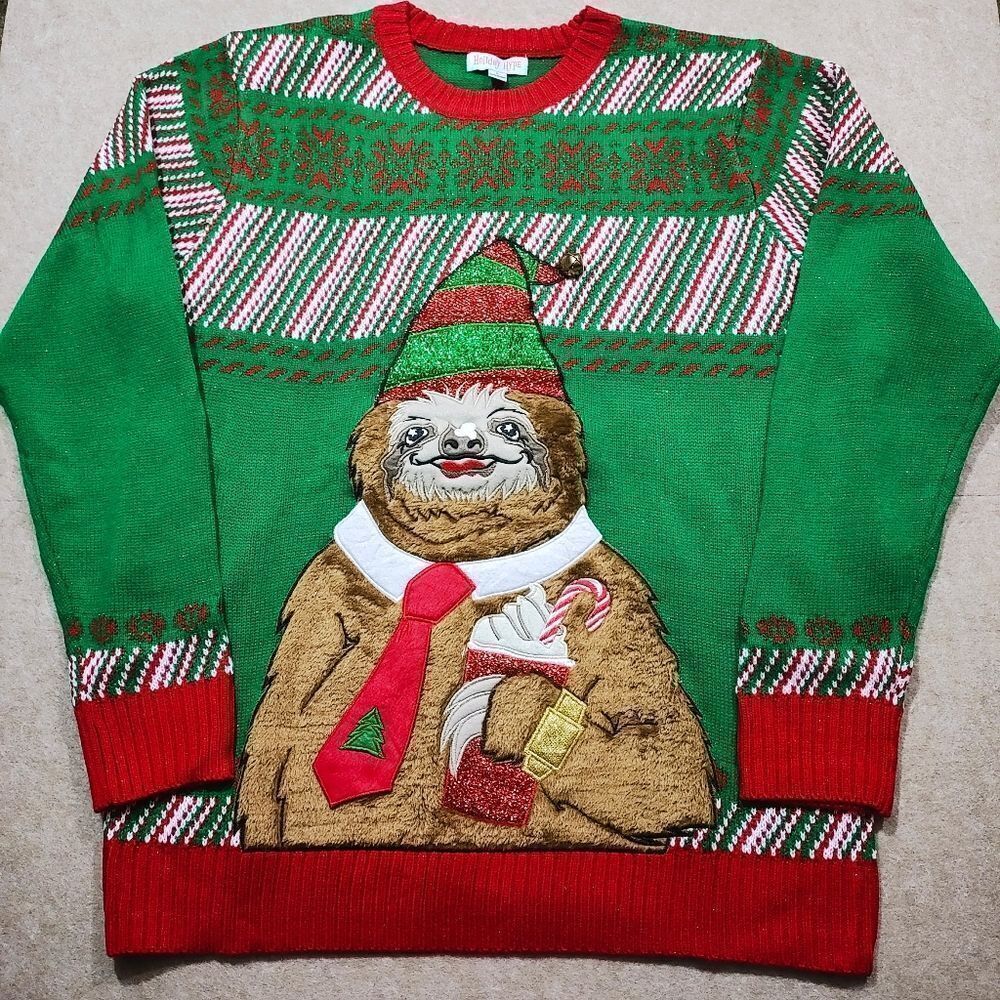 Holiday Dad Sloth Christmas Long Sleeve Pullover Mens Sloth #8